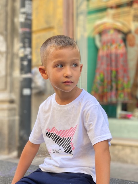 T SHIRT BIMBO CITY LINE BIANCO SICILIA